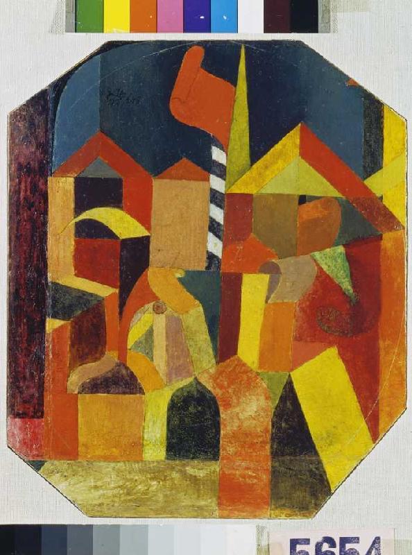 Architektur mit der roten Fahne from Paul Klee