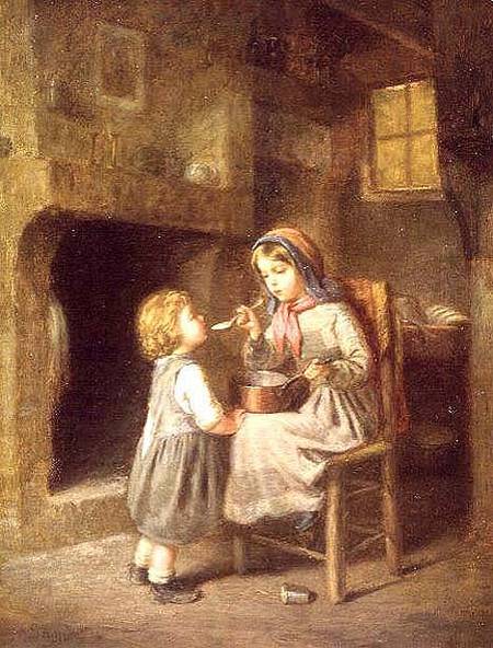 Young Girl Feeding a Toddler from Paul Seignac