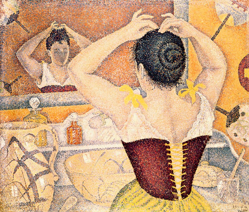 Woman at her toilette wearing a purple corset, 1893 from Paul Signac