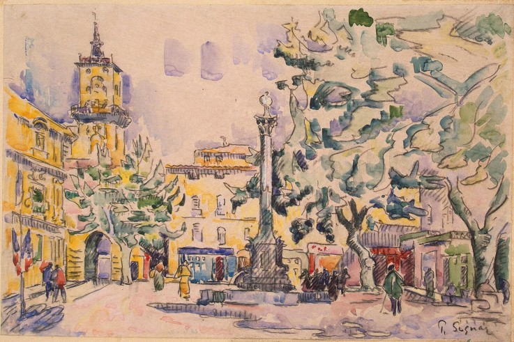 Square of the Hotel de Ville in Aix-en-Provence from Paul Signac