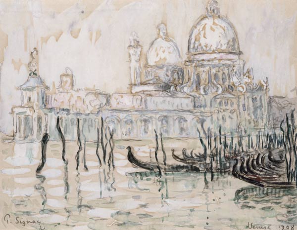 Venice or, The Gondolas, 1908 (black chalk and w/c on paper) from Paul Signac