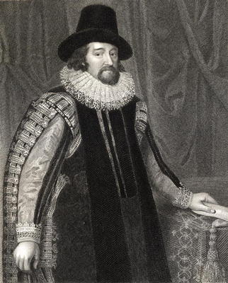 Portrait of Francis Bacon (1561-1626) Viscount St Albans, from 'Lodge's British Portraits', 1823 (li from Paul van Somer