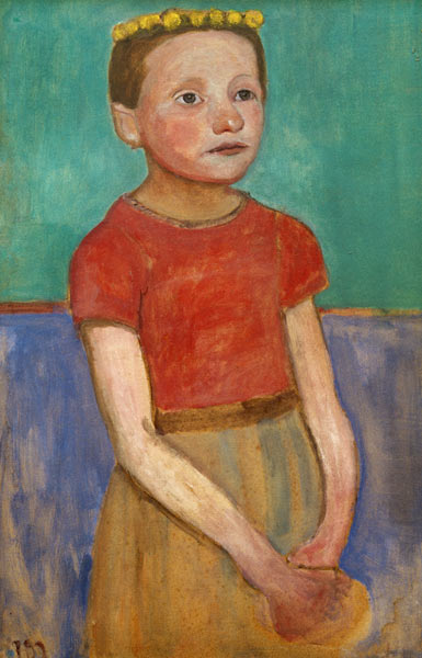 Halbfigur eines Mädchens mit gelbem Kranz im Haar from Paula Modersohn-Becker