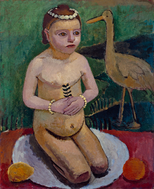 Hockendes Mädchen mit Storch from Paula Modersohn-Becker