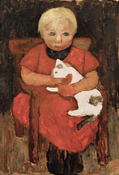 Sitting country child with cat from Paula Modersohn-Becker