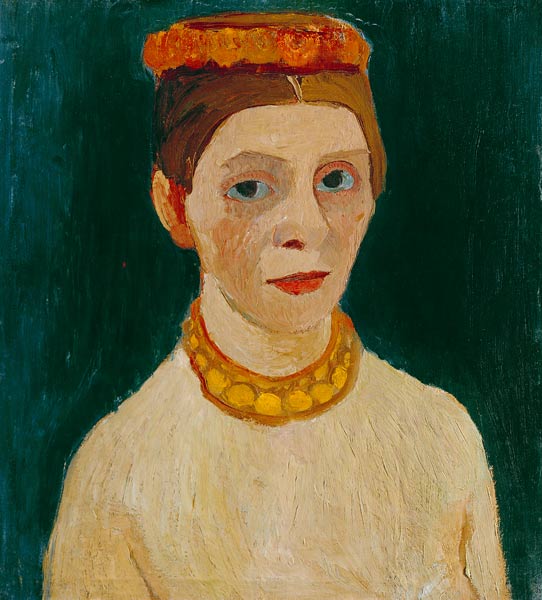 Selbstbildnis mit rotem Blütenkranz und Kette from Paula Modersohn-Becker