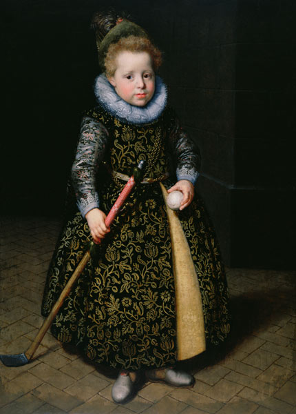 Portrait of a four-year old boy with club and ball from Paulus Moreelse