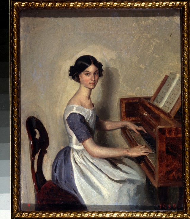 Portrait of Nadezhda Zhdanovich playing the piano from Pawel Andrejewitsch Fedotow