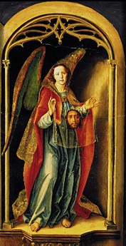 Engel mit dem Schweißtuch Christi. Thomas-Altar im Kloster S.Thomas in Avila/Spanien from Pedro Berruguete