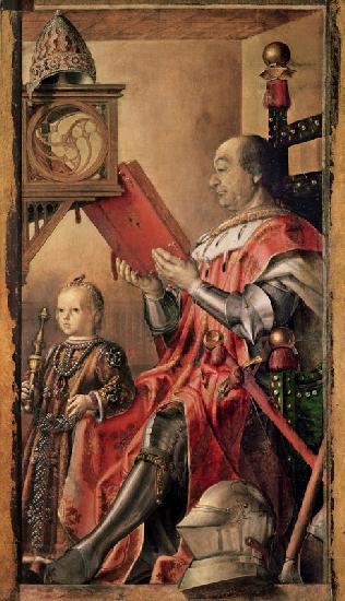  Portrait of Federigo da Montefeltro, Duke of Urbino (1422-82) and his son Guidobaldo (d.1508)