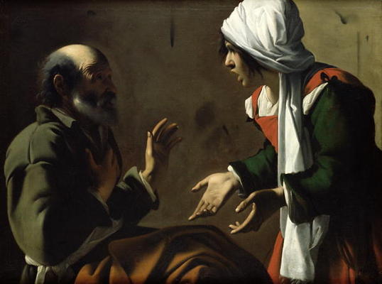 The Denial of St. Peter (oil on canvas) from Pensionante  de Saraceni