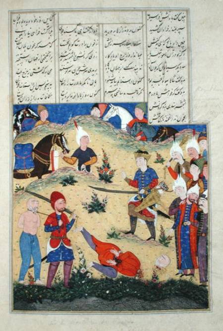 Ms D-184 fol.208b The decapitation of Afrasiab's dream comes to pass, illustration from the 'Shahnam from Persian School