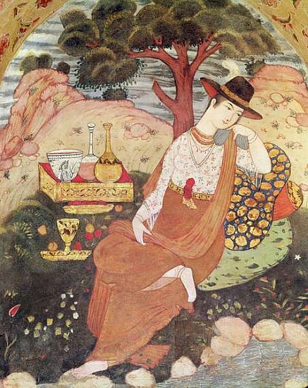 Princess sitting in a garden, Safavid Dynasty from Persian School