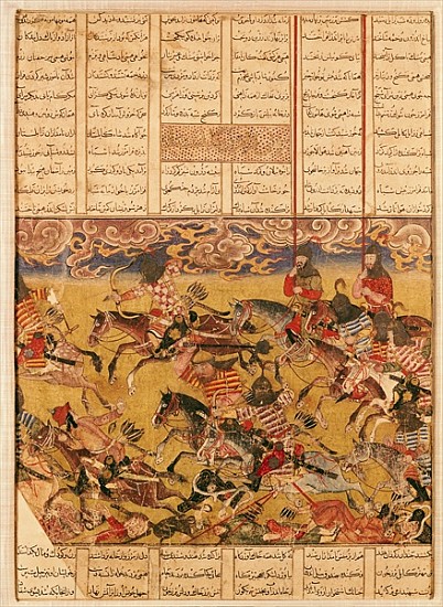 The Charge of the Cavaliers of Faramouz, illustration from the ''Shahnama'' (Book of Kings), Abu''l- from Persian School