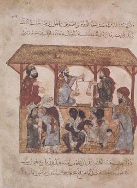Ms. Ar 5847 f.105 A Slave Market, from 'Al Maqamat' The Meetings) by Al-Hariri