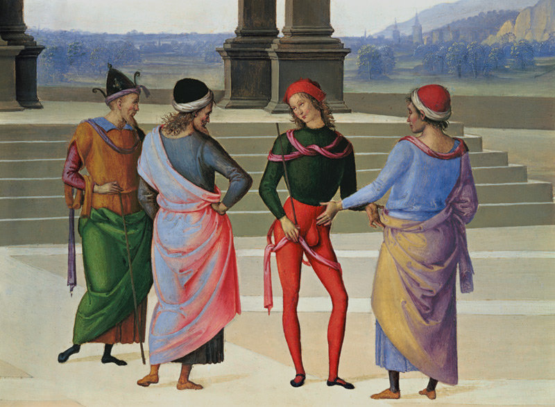 Detail aus Vermählung Mariae: Vier Männer from Perugino (eigentl. Pierto di Cristoforo Vanucci)