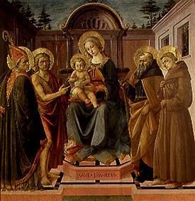 Maria mit dem Kind, umgeb. von den hll. Zeno, Johannes d.T., Antonius Abbas und Franziskus from Pesellino Francesco di Stefano
