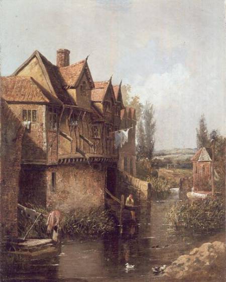 Boy fishing by a mill from Peter Deakin