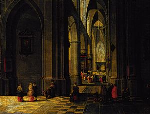 Inneres einer dreischiffigen gotischen Kirche from Peter Neefs d.Ä.