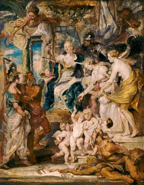 Die glückliche Regierung der Königin Skizze zum Medici-Zyklus. from Peter Paul Rubens