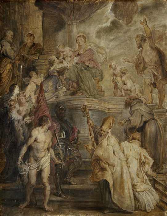 Die mystische Vermählung der heiligen Katharina (Entwurf für das Hochaltarbild der Augustinerkirche  from Peter Paul Rubens