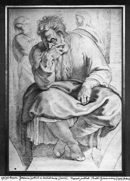 The Prophet Jeremiah, after Michangelo Buonarroti (pierre noire & red chalk on paper) from Peter Paul Rubens