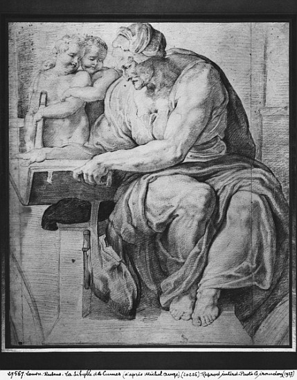 The Cumaean Sibyl, after Michangelo Buonarroti (1475-1564) (pierre noire & red chalk on paper) from Peter Paul Rubens