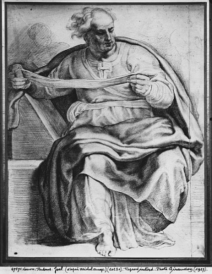 The Prophet Joel, after Michangelo Buonarroti (pierre noire & red chalk on paper) from Peter Paul Rubens