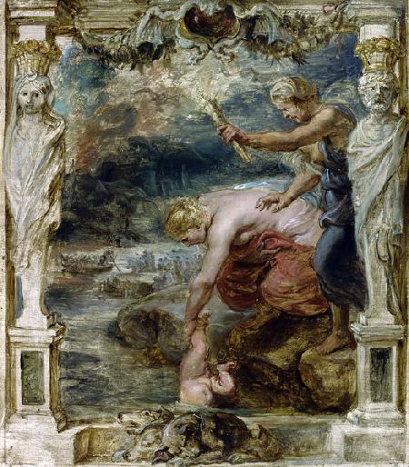 Thetis dipping the infant Achilles into the river Styx