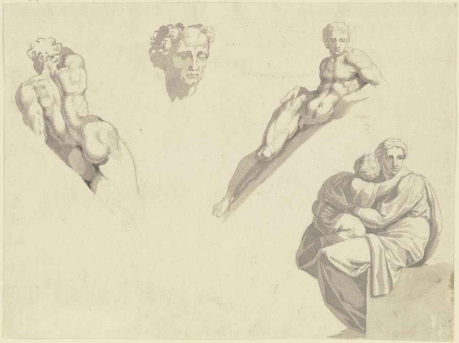 Studien aus der Sixtinische Kapelle des Michelangelo nach Kupferstichen gezeichnet from Peter von Cornelius