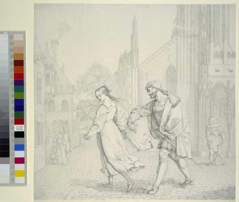 Szene am Ausgang der Kirche (Illustration zu Goethes Faust) from Peter von Cornelius