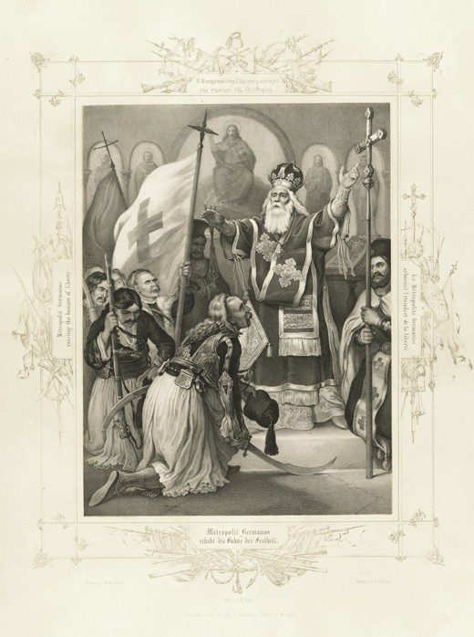 The Metropolitan Germanos raising the banner of freedom (From the Album of Greek Heroism) from Peter von Hess