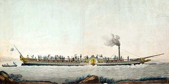 The Charles-Philippe, the first steamboat launched on the Seine, 20th August 1816 from Philibert Louis Debucourt
