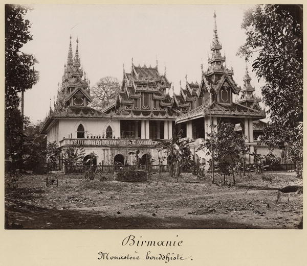 Teik Kyaung monastery, isle of Ka Toe, near Moulmein, Burma, c.1848 (albumen print) (b/w photo)  from Philip Adolphe Klier