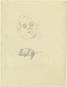 Bildnis eines Mädchens, darunter eine tote Maus
