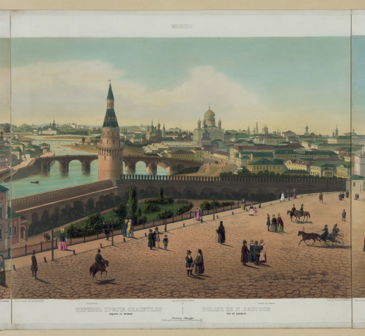 View of the Cathedral of Christ the Saviour and the Moscow Kremlin (from a panoramic view of Moscow  from Philippe Benoist