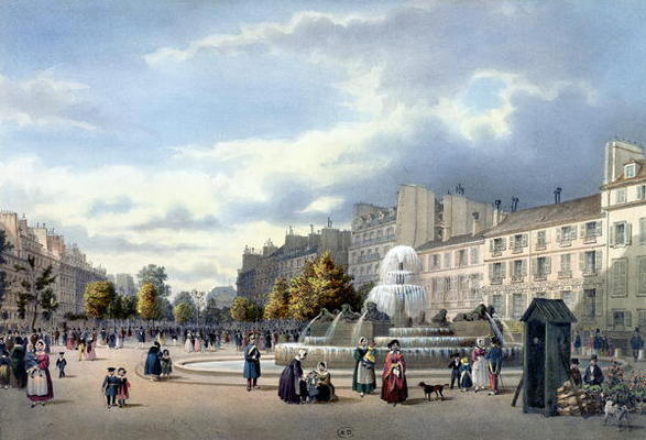The Fountain of the Boulevard St. Martin, from 'Vue de Paris', c.1840 (colour litho) from Philippe Benoist