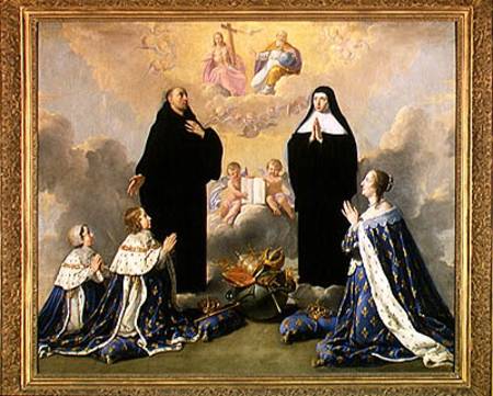 Anne of Austria (1601-66) and her Children at Prayer with St. Benedict and St. Scholastica from Philippe de Champaigne