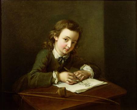 Boy Drawing at a Table from Philippe Mercier