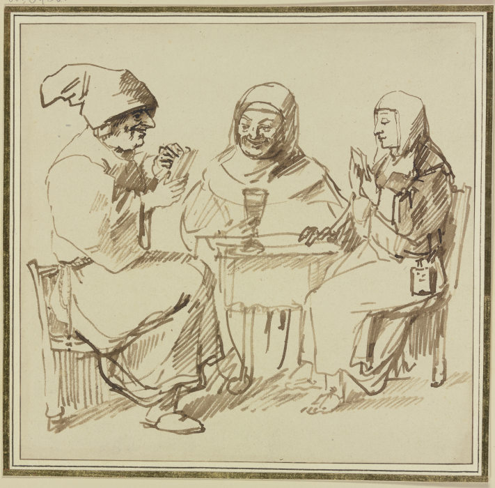 Drei Kartenspieler an einem Tisch from Philips Koninck