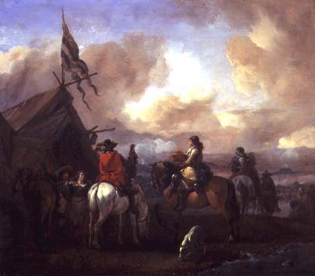 Cavalrymen in a Military Encampment (panel) from Philips Wouverman