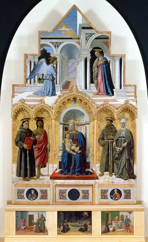 Altarpiece: Annunciation; Madonna and Child with Saints; Miracles of St. Anthony, St. Francis and St from Piero della Francesca