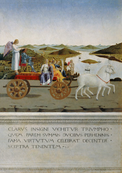 Von zwei Schimmeln gezog. Triumphwagen. Rückseite des Portr. Der Battista Sforza from Piero della Francesca