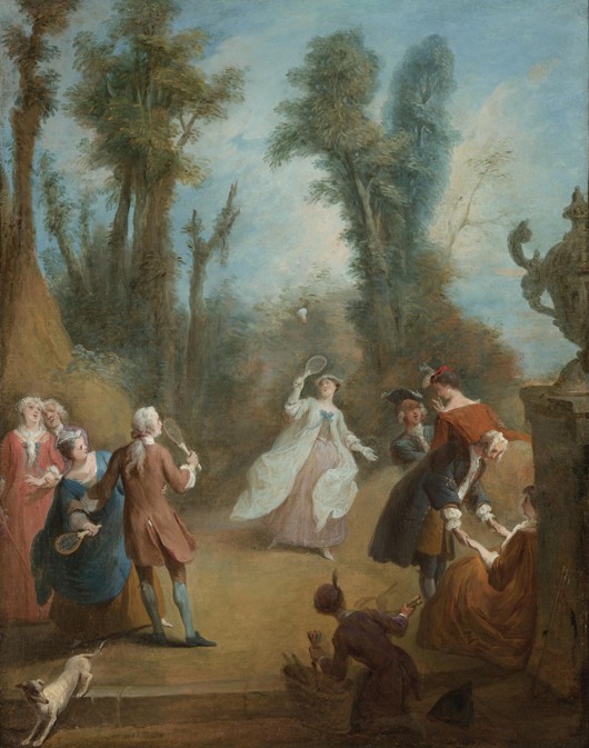 Elegant Figures Playing Shuttlecock in a Park from Pierre-Antoine Quillard
