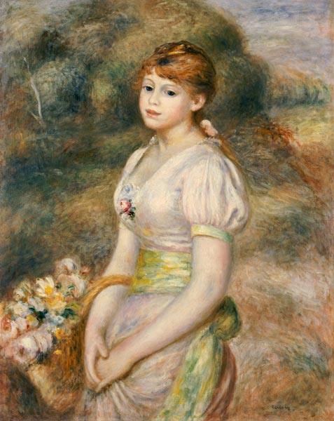 Young Girl With A Basket Of Flowers from Pierre-Auguste Renoir