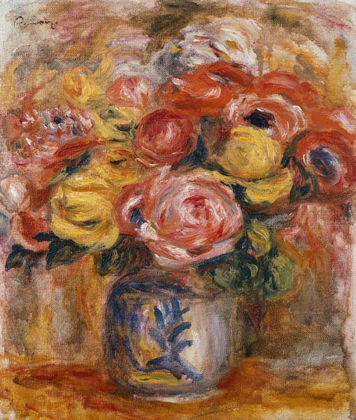 Blumenstrauß in einer blau-weißen Vase from Pierre-Auguste Renoir