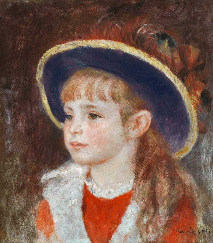 Portrait of a Young Girl in a Blue Hat from Pierre-Auguste Renoir