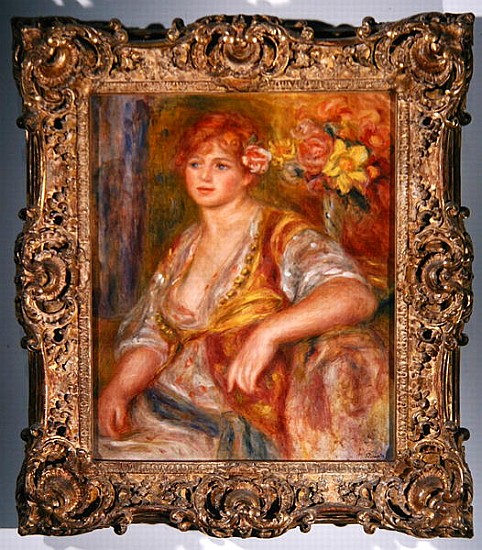 Blonde woman with a rose, c.1915-17 from Pierre-Auguste Renoir