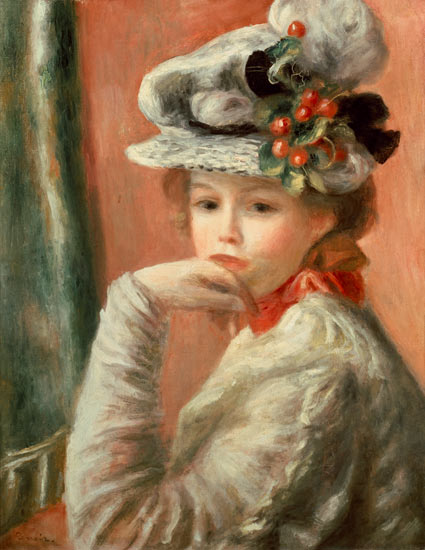 Young Girl in a White Hat from Pierre-Auguste Renoir
