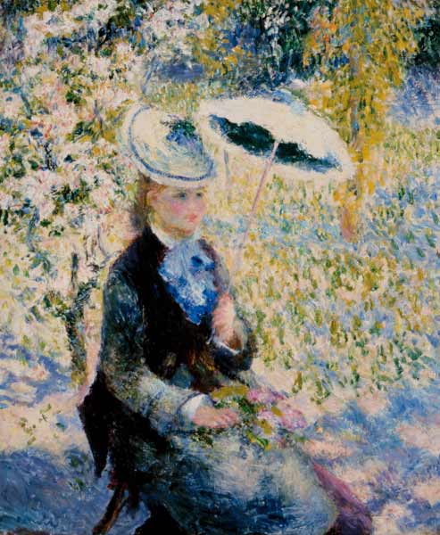 Frau mit Sonnenschirm zwischen Blüten from Pierre-Auguste Renoir